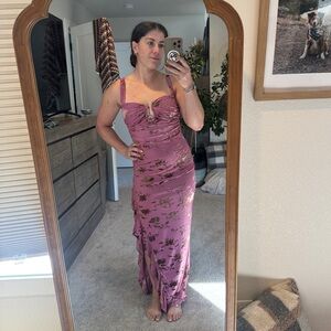 Lulu's Mauve Floral Maxi Dress